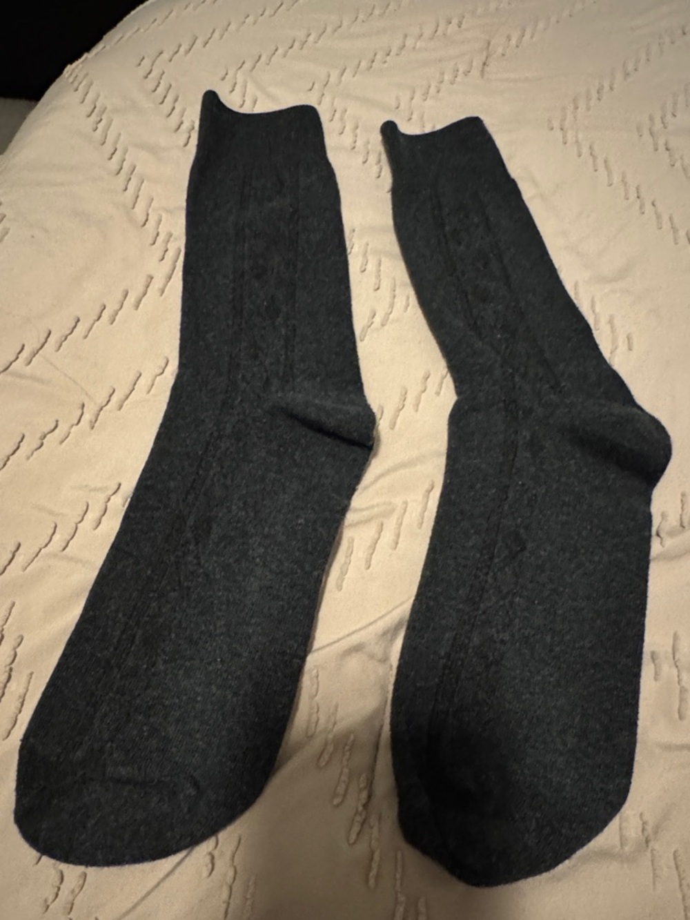 Classic Dark Gray Cable-Knit Socks